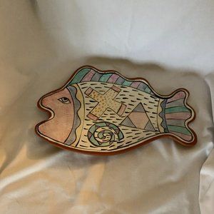 HandMade and Painted Pottery Fish Platter/Plate